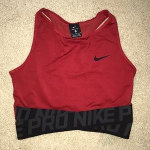 Red Nike athletic cropped racer back cropped tank